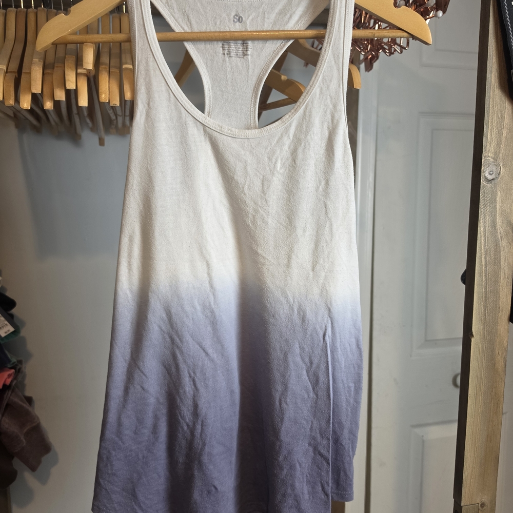 SO White to Light Purple Ombre Racerback Tank